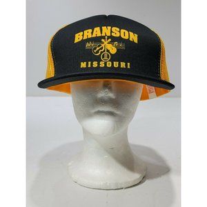 BRANSON MISSOURI Black Yellow Graphic Print Mesh Snapback Hat Cap